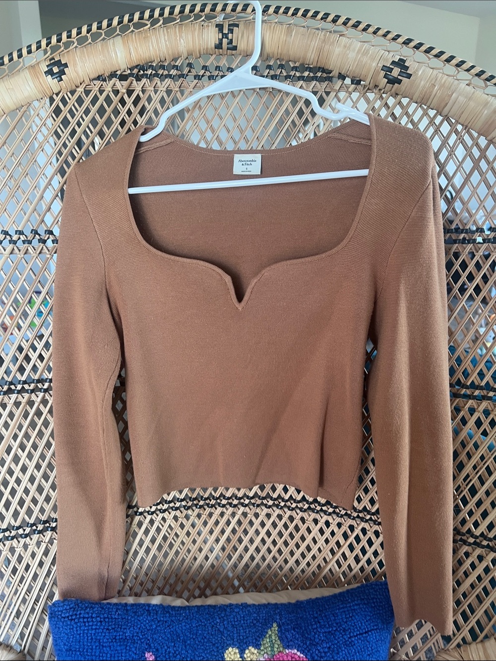 Abercrombie & Fitch Caramel Brown Square Notch V-Neck Sweater